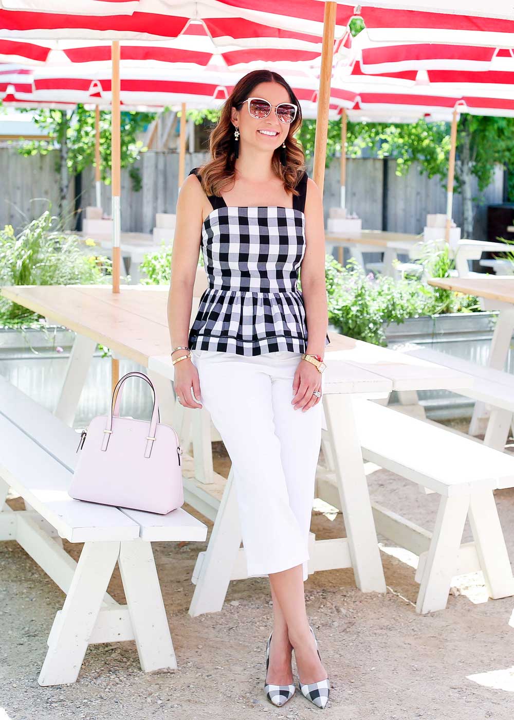 Kate Spade Gingham Peplum Top