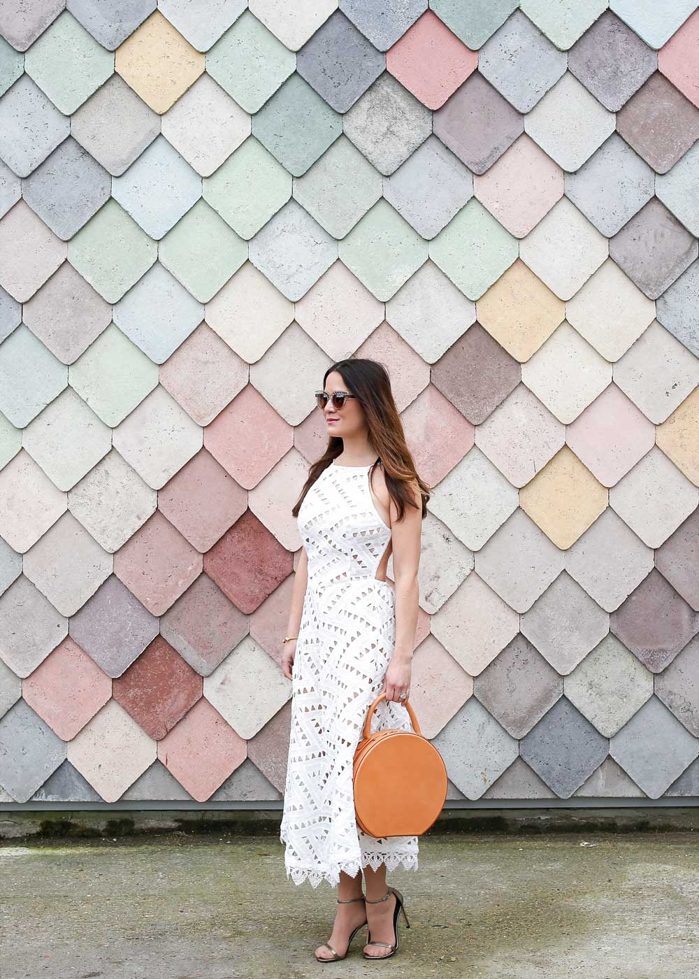 Line and Dot White Dress