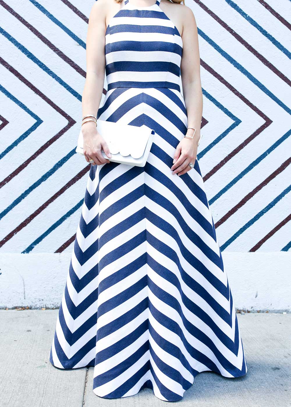 Navy White Stripe Gown