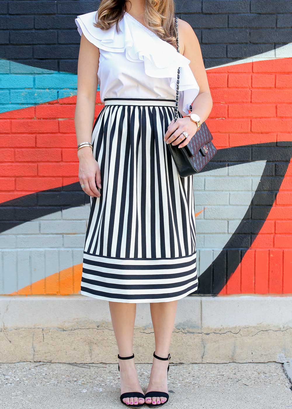 Topshop striped midi skirt