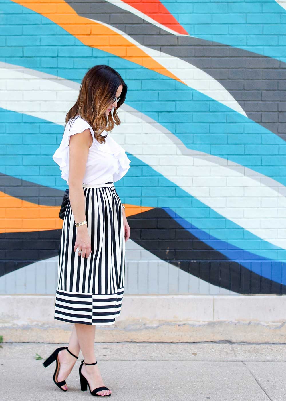 black and white striped skirt