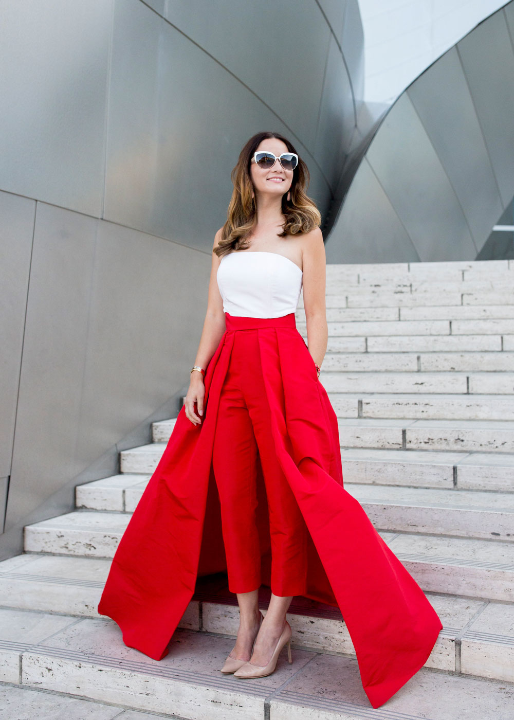 Red Silk Cigarette Pants