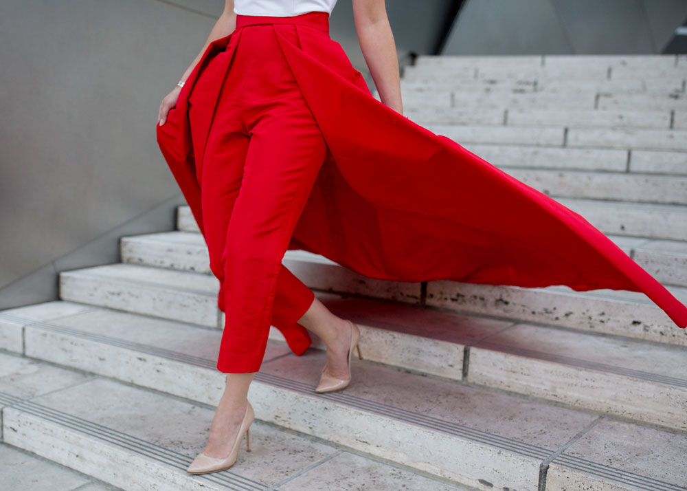 Red Silk Detachable Skirt