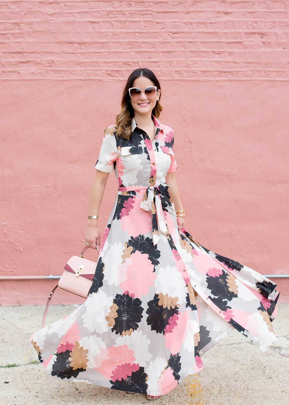 Pink Floral Maxi Dress