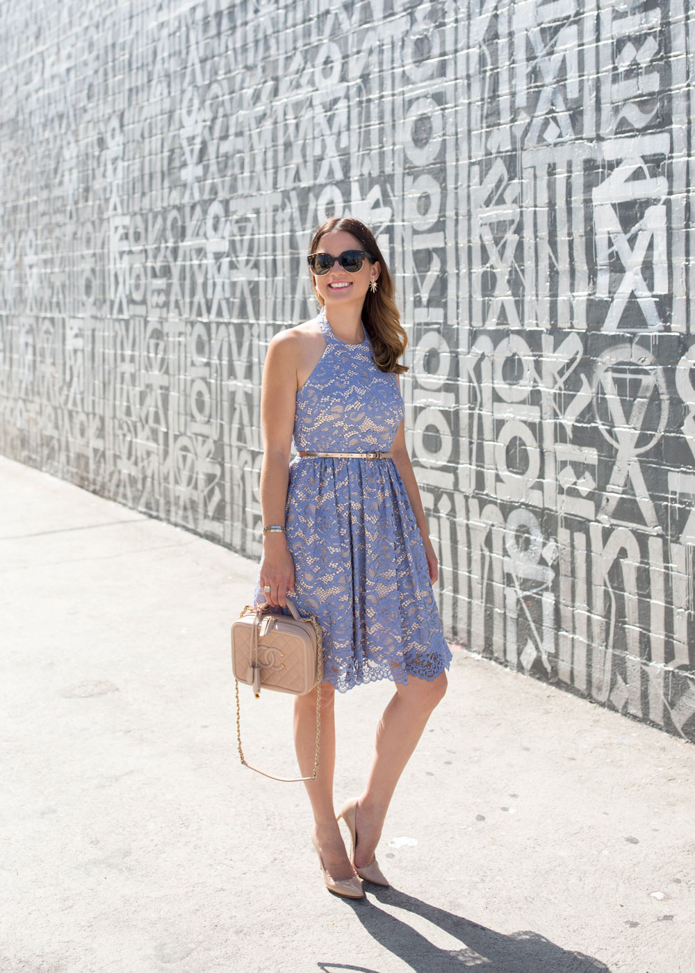 Blue Fit and Flare Dress