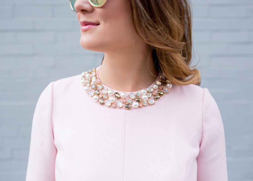 Pink Embellished Collar Dress