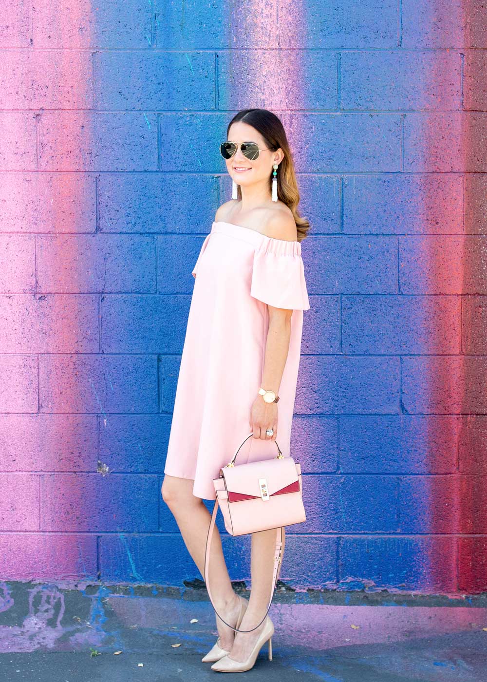 Pink Off the Shoulder Dress