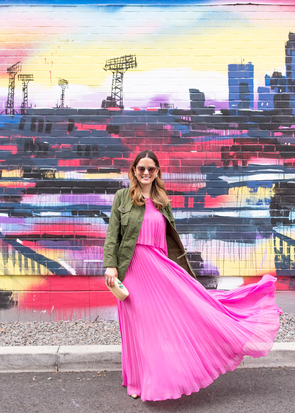 Pink Pleated Maxi Dress