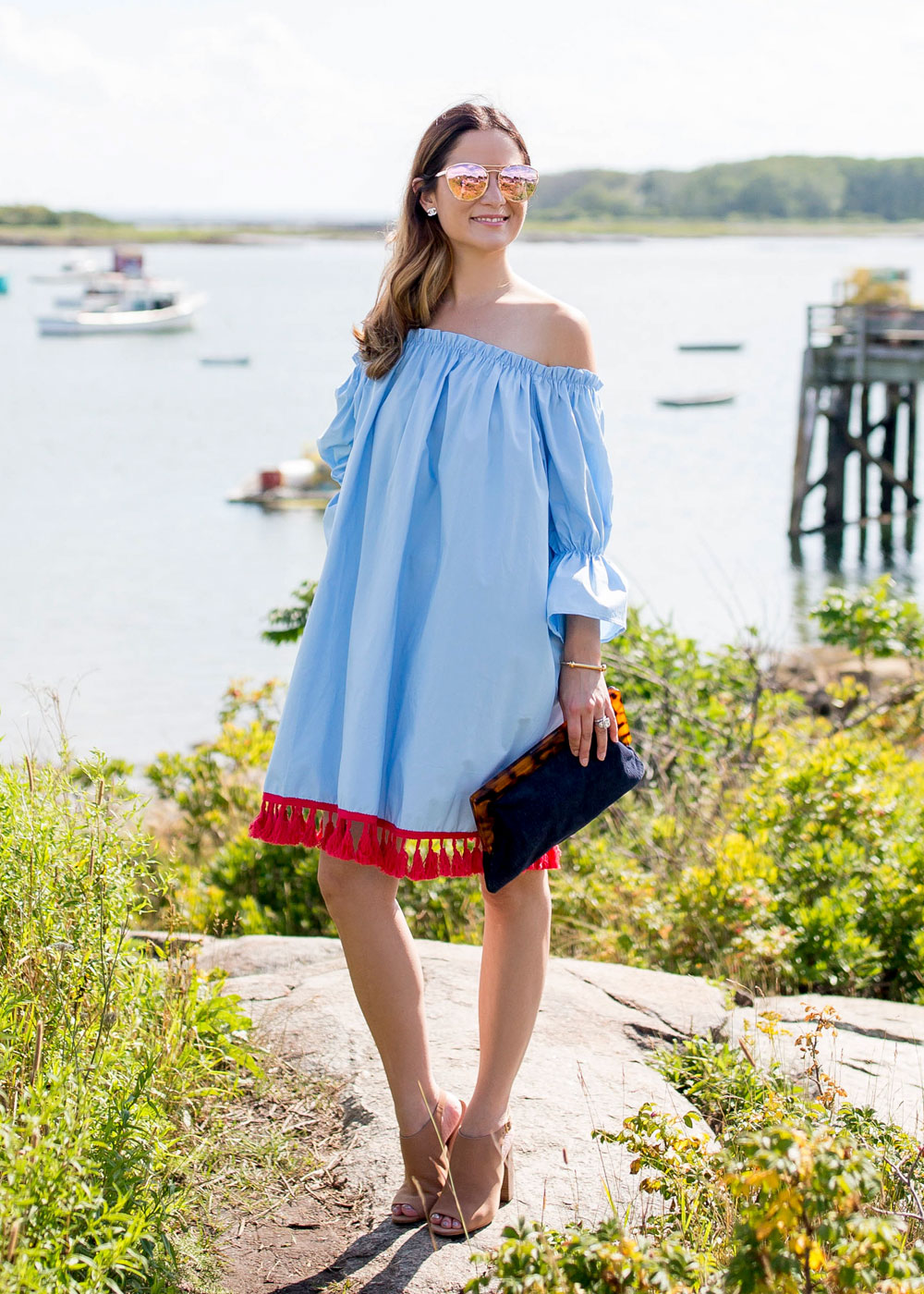 Chicwish Tassel Off Shoulder Dress