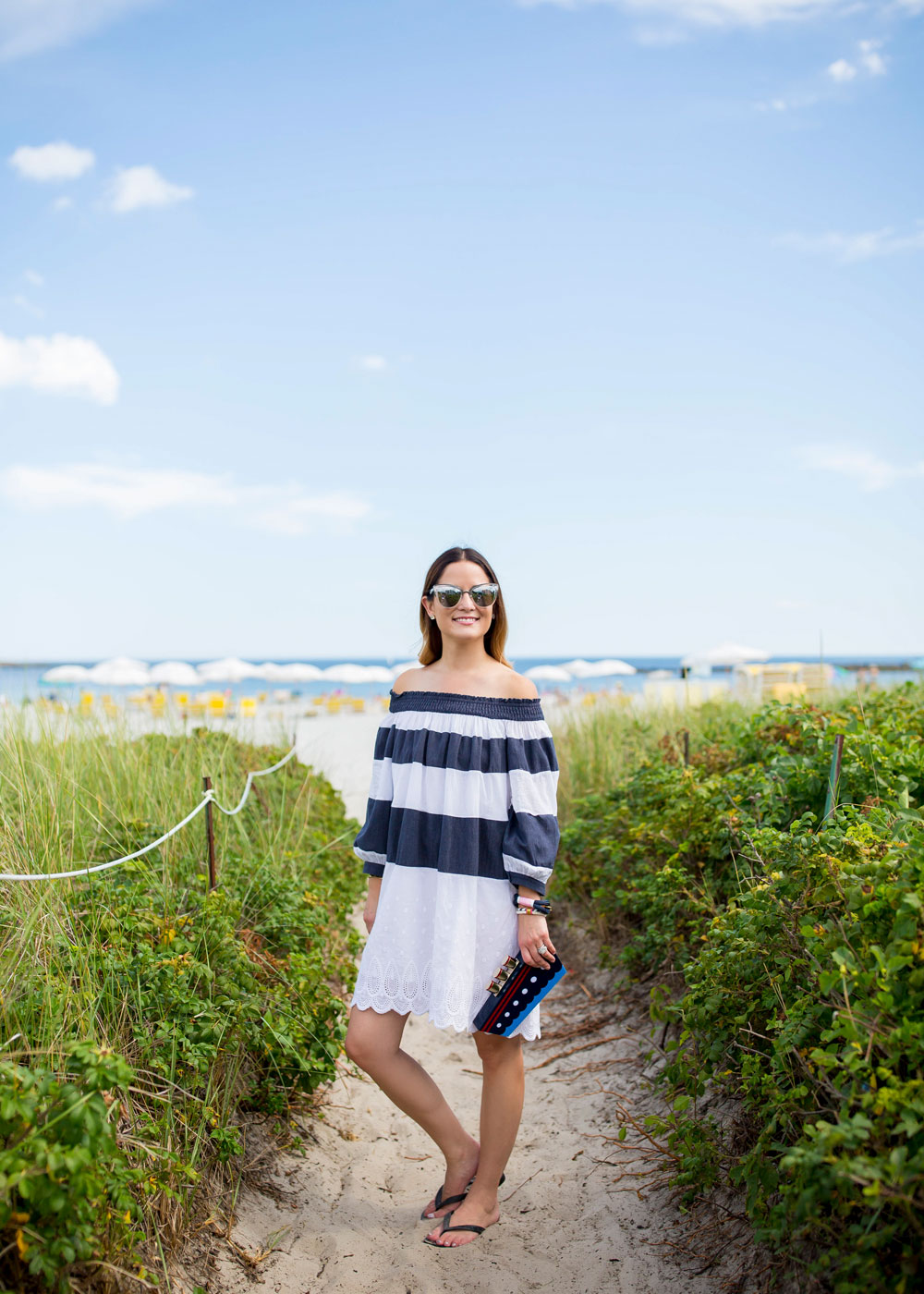 Stripe Off Shoulder Dress