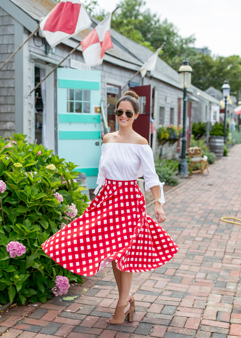 Red White Gingham Skirt