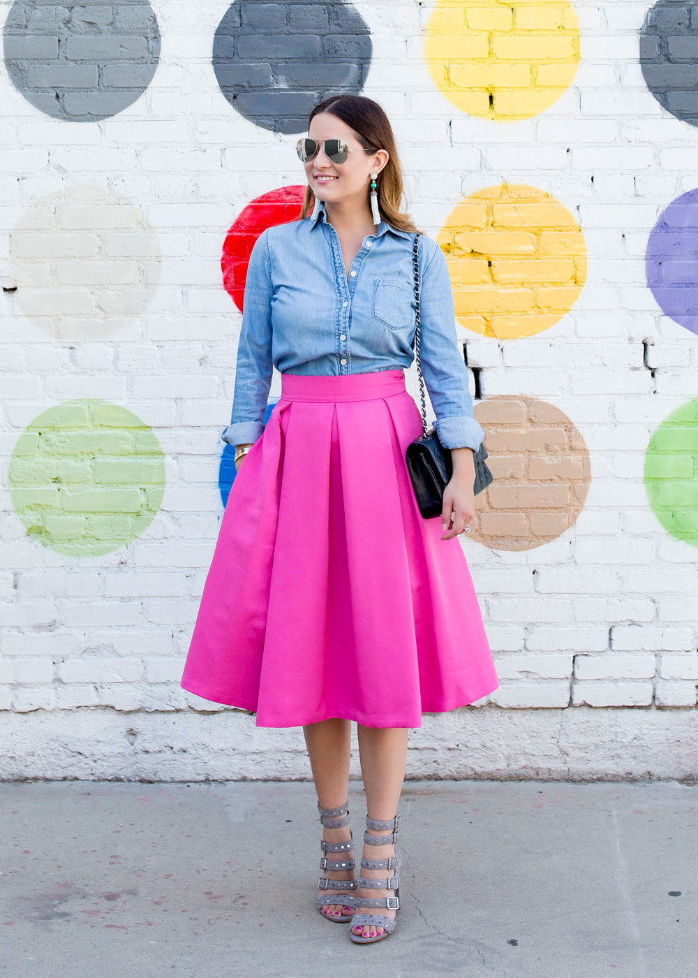 Eliza J Pink Flare Skirt