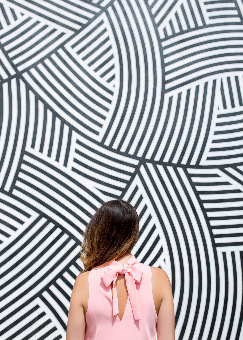 Los Angeles Venice Black White Stripe Mural