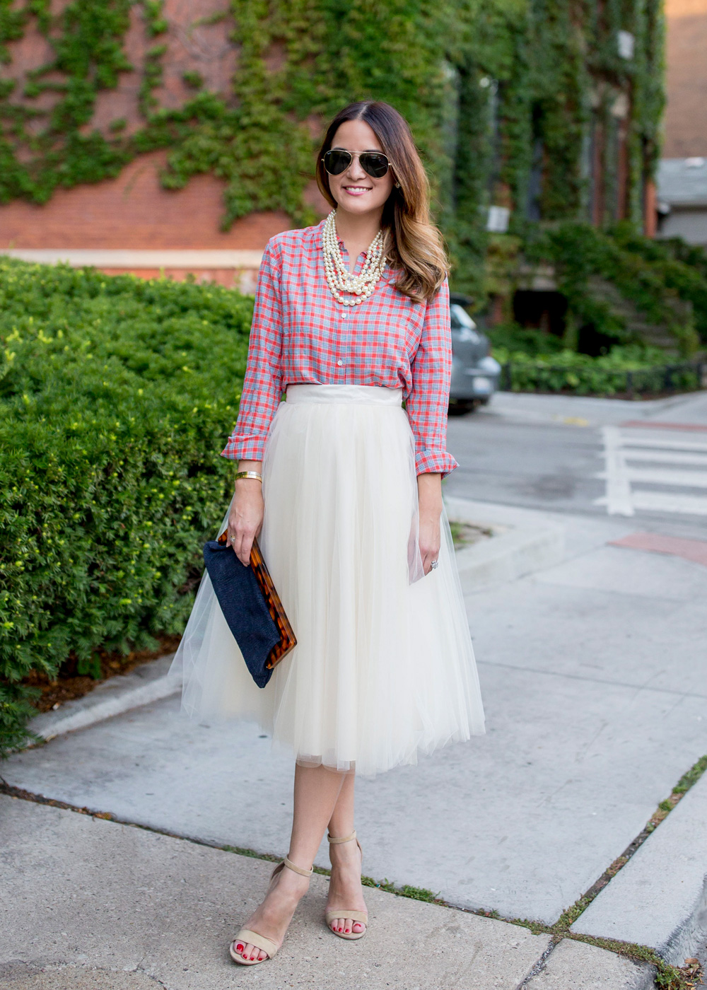 Tulle Skirt Plaid Shirt