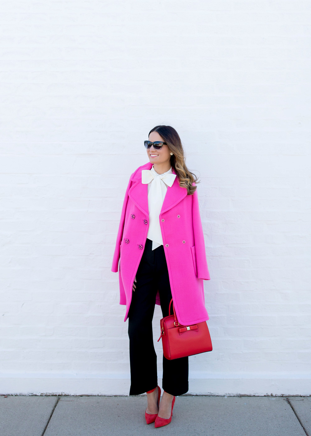 Kate Spade Pink Jewel Button Coat