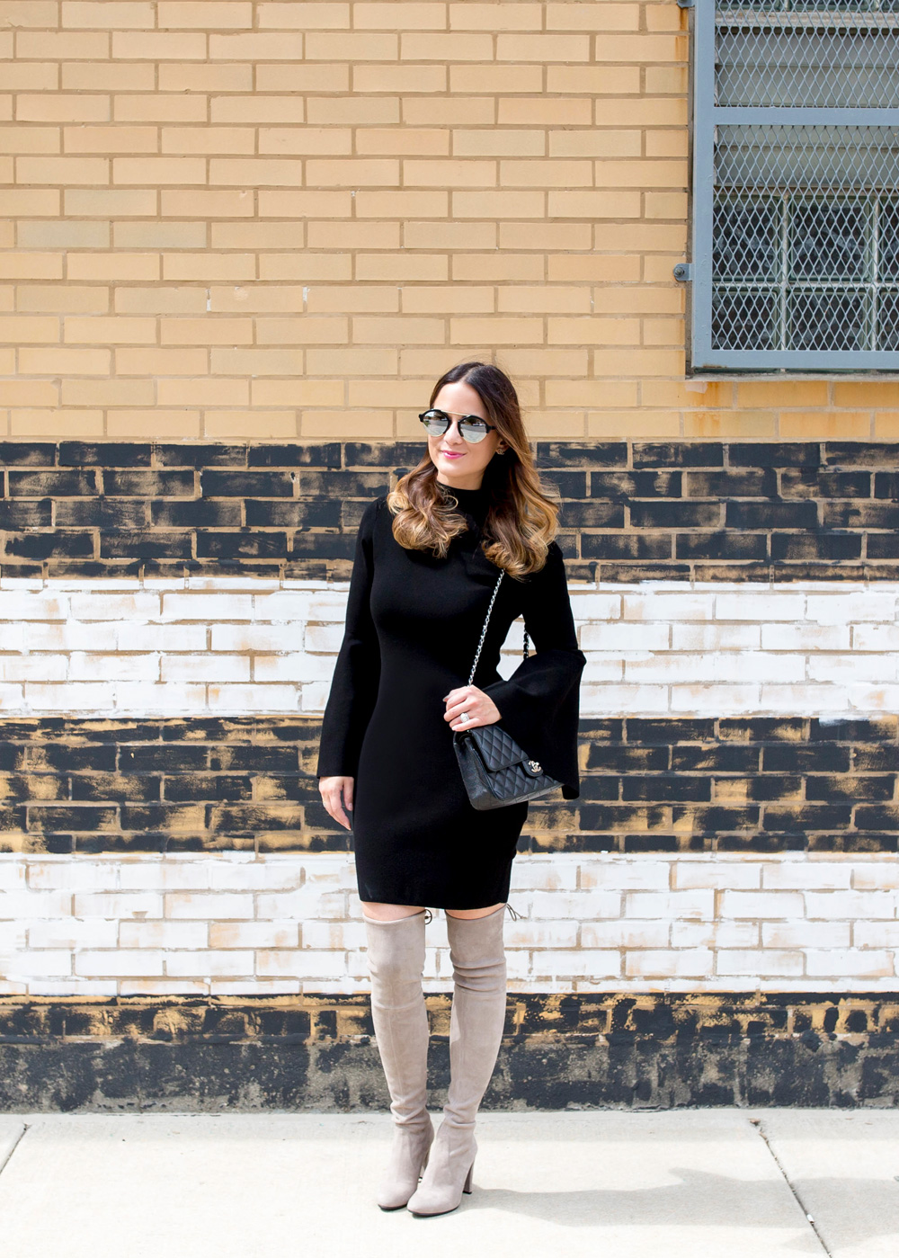 Black Bell Sleeve Dress