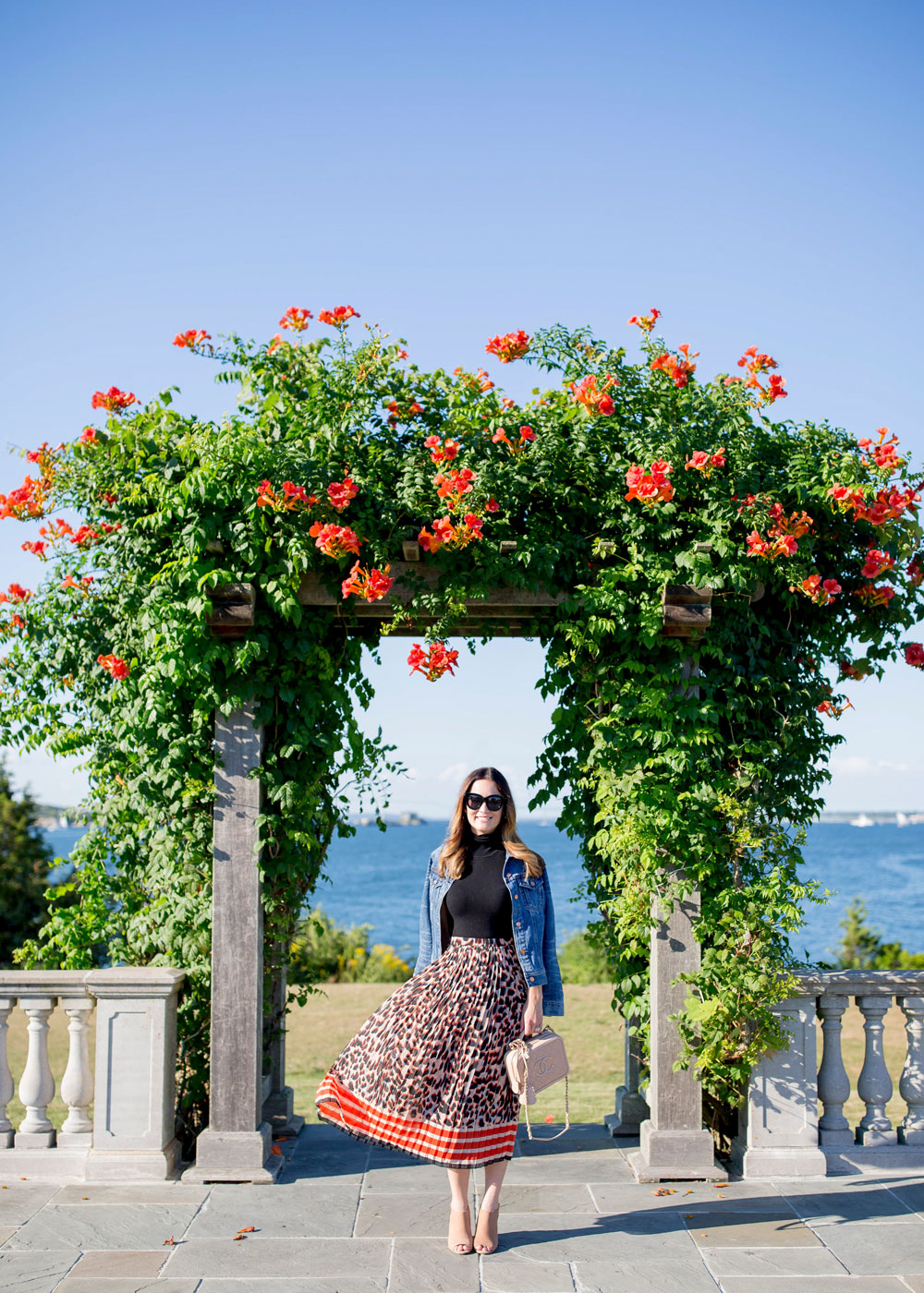 Pleated Leopard Midi Skirt