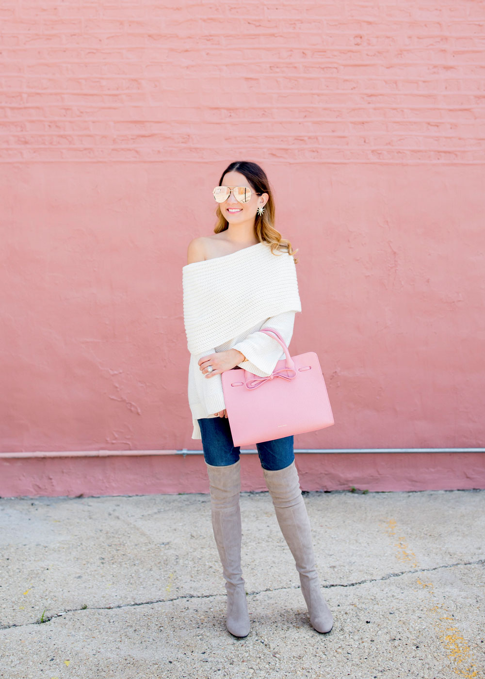 Ivory Off Shoulder Sweater