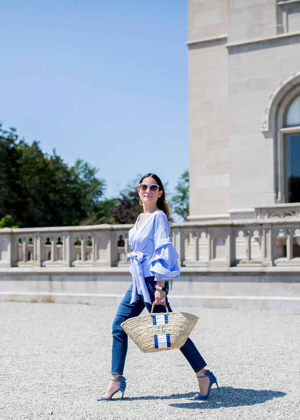 Blue Puffy Sleeve Top