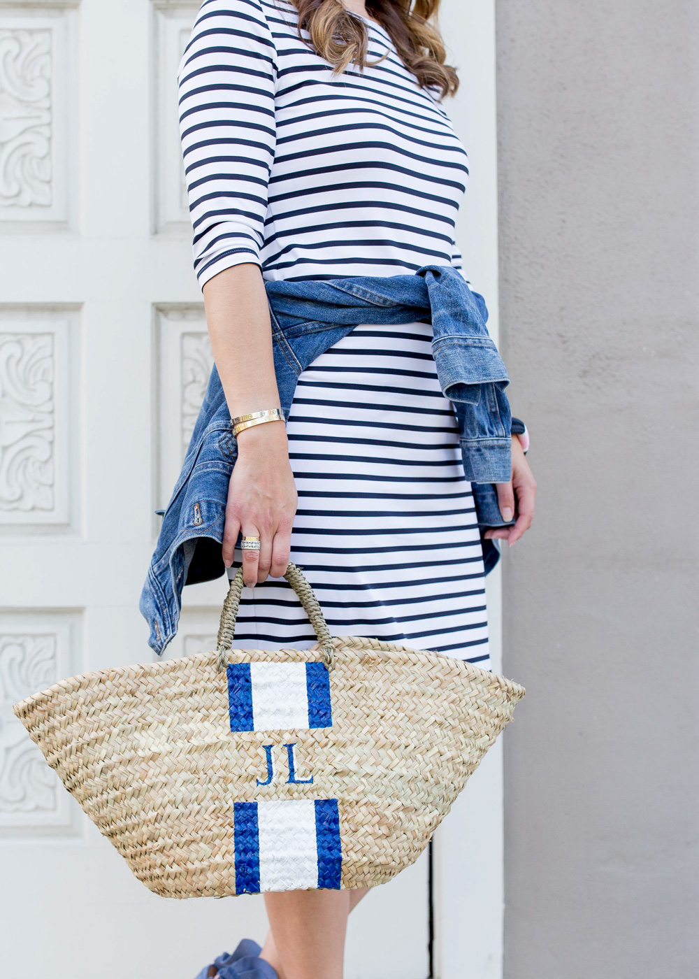 Monogram Straw Tote