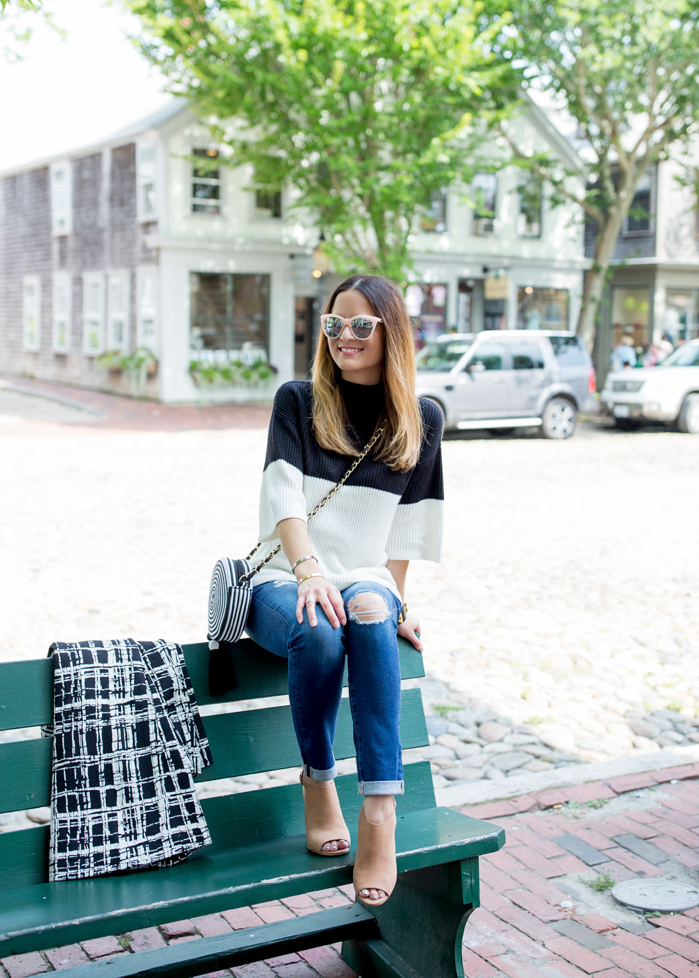 Black White Colorblock Sweater