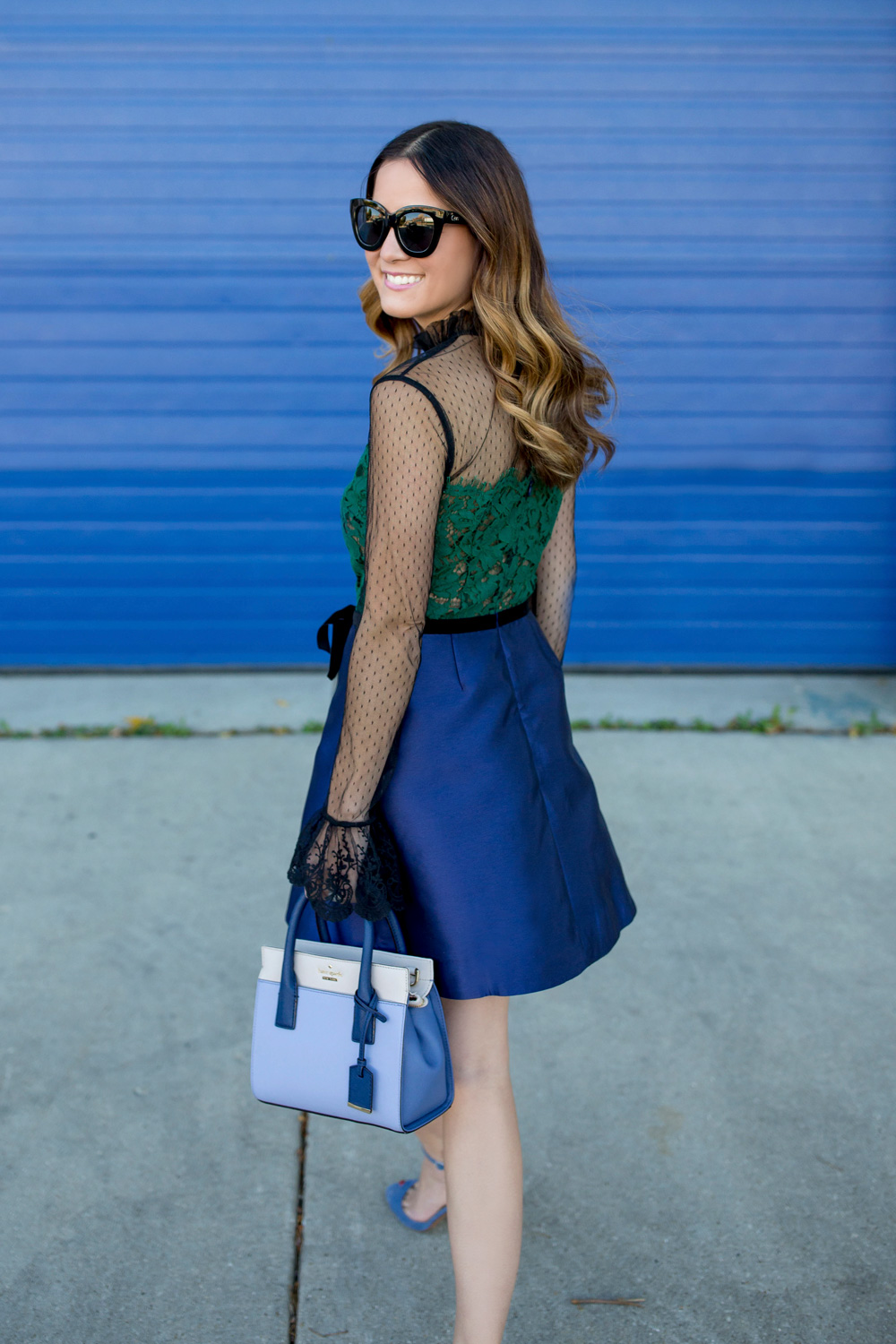 ASOS Black Sheer Lace Cobalt Dress