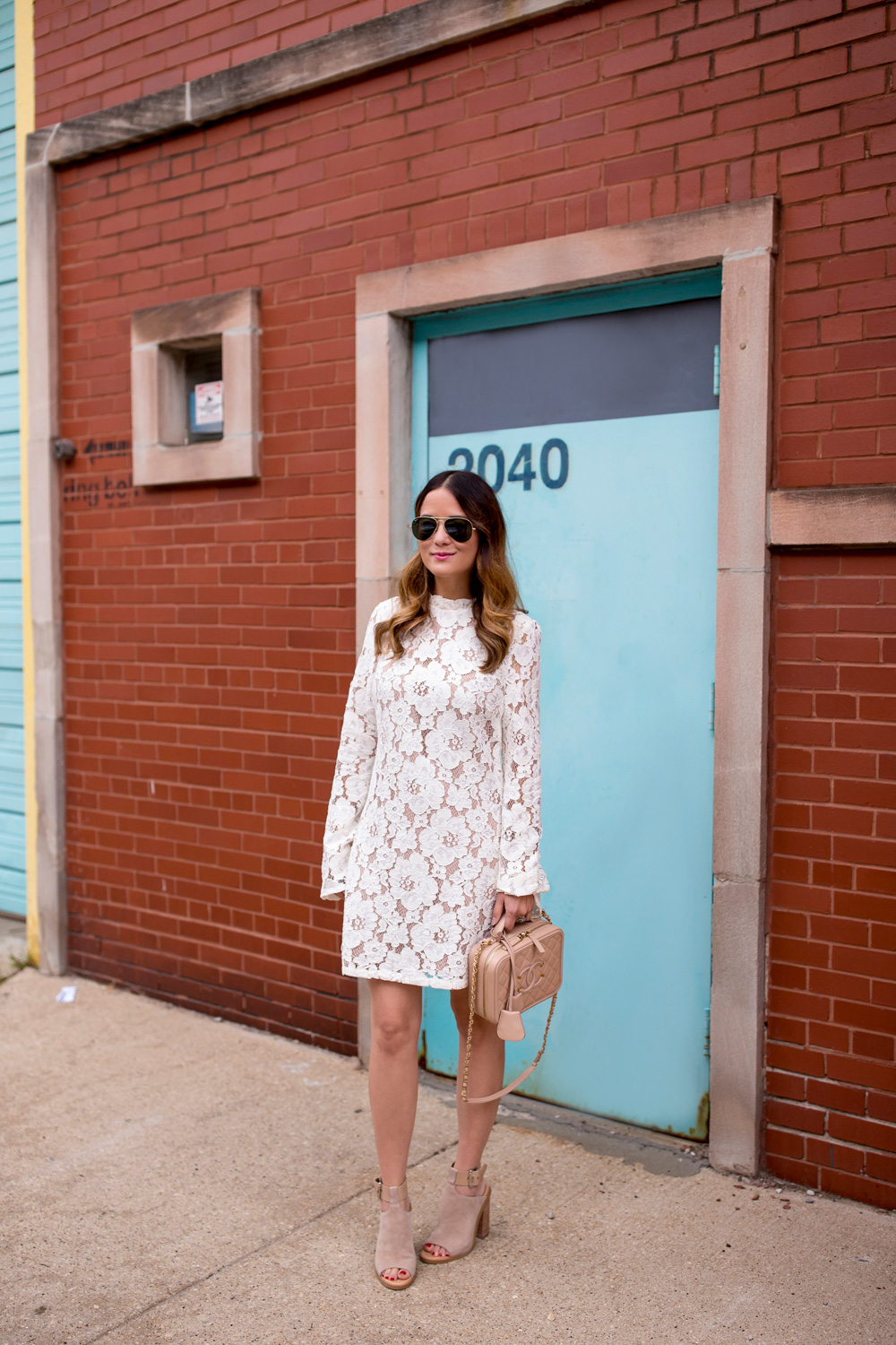 Ivory Lace Bell Sleeve Dress