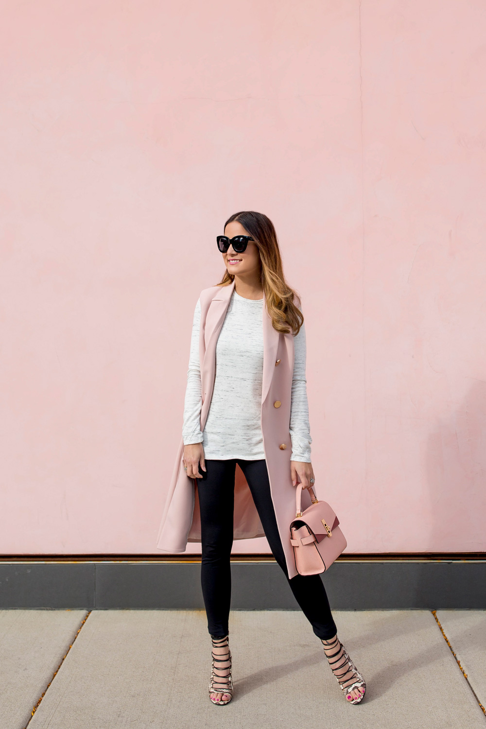 Long Pink Vest Outfit