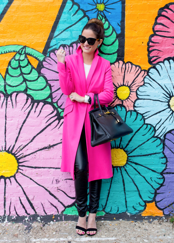 Topshop Long Neon Pink Coat