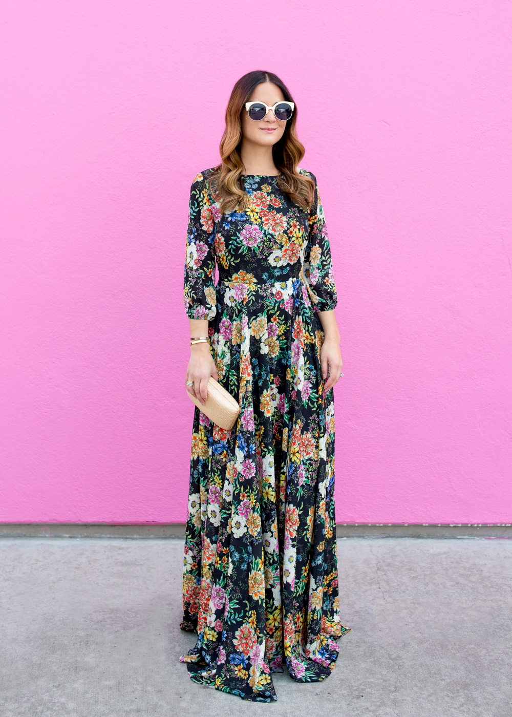 Fashion blogger pink wall Los Angeles