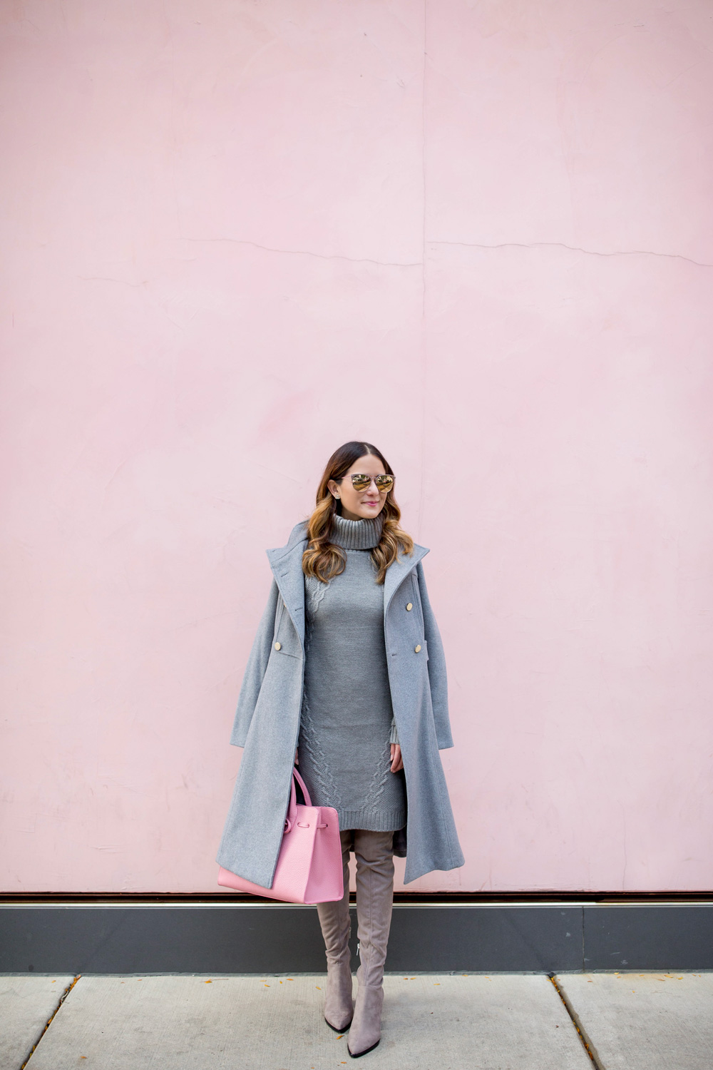 Grey Knit Sweater Dress