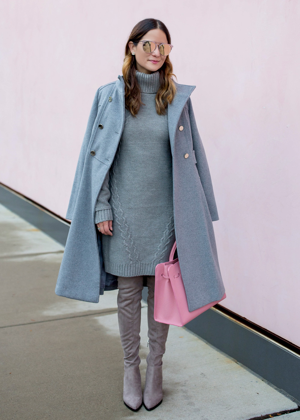 Grey Sweater Dress Coat