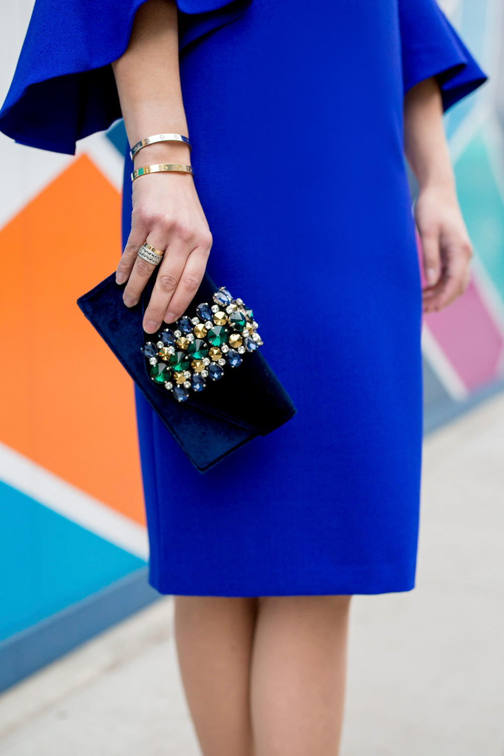 Crystal Embellished Velvet Clutch