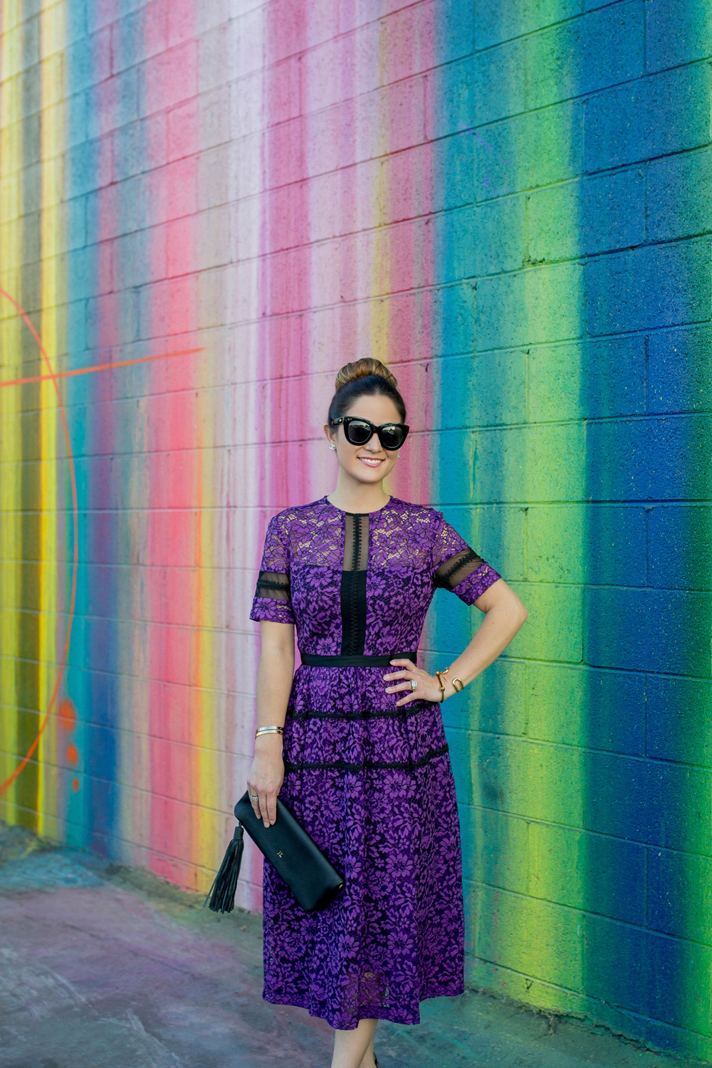 Purple and Black Lace Dress