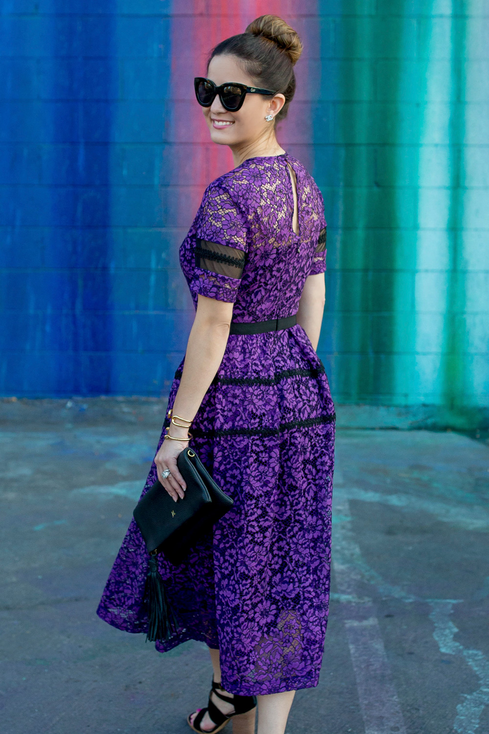 Purple Lace Fit and Flare Dress