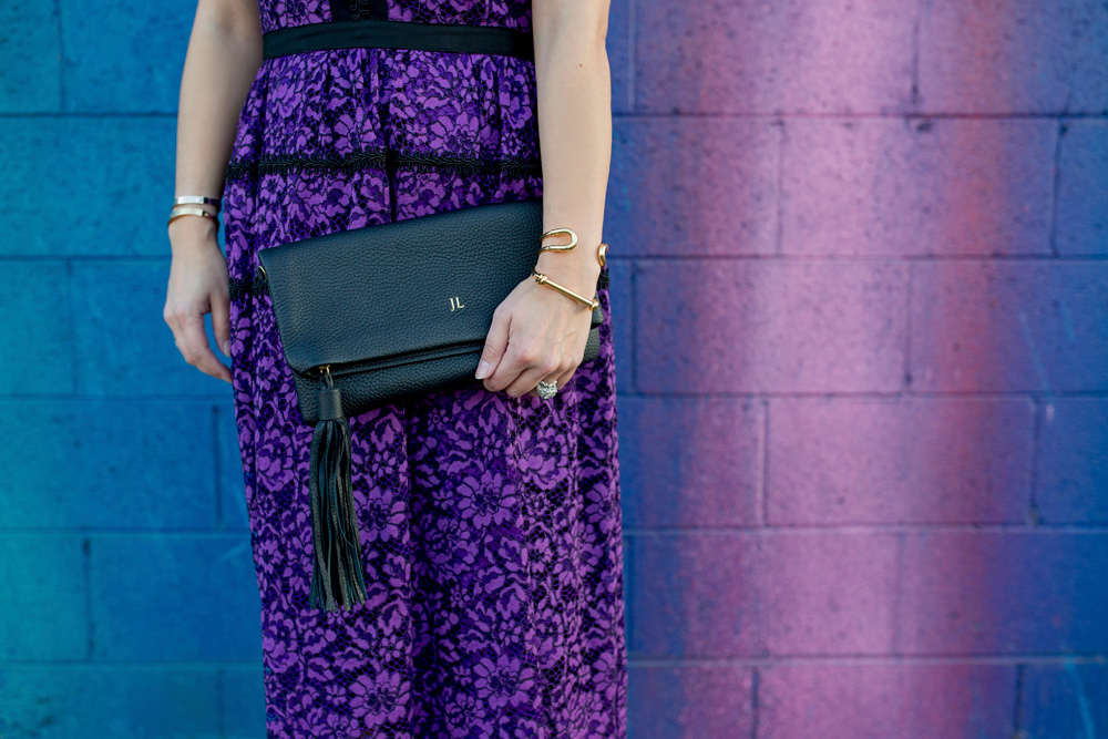 Purple Lace Midi Dress