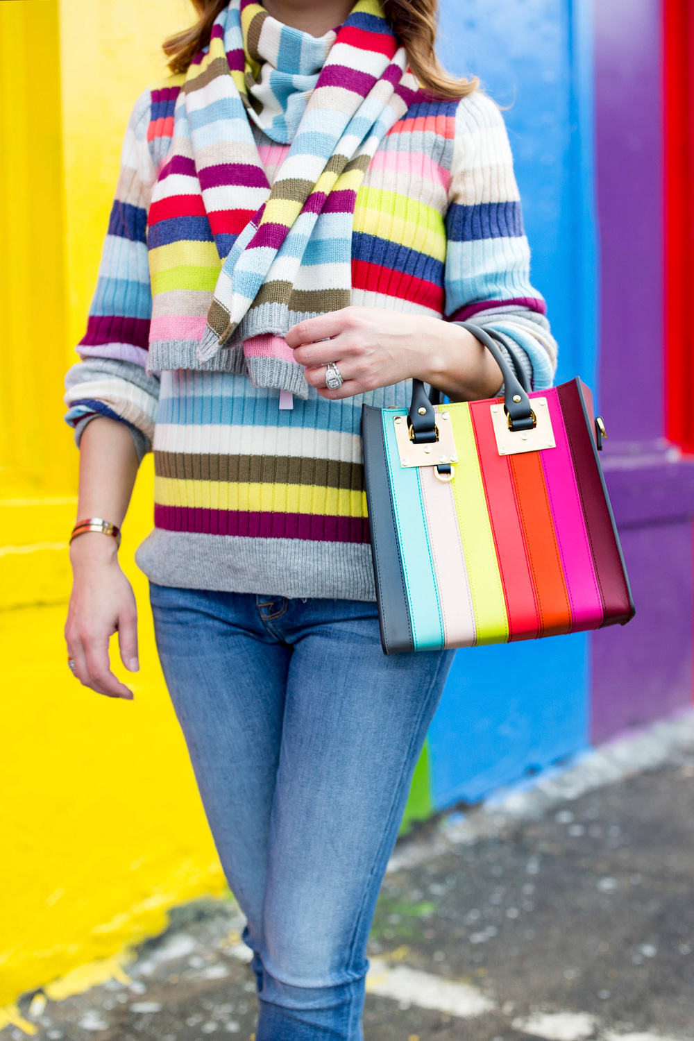 Sophie Hulme Rainbow Stripe Bag