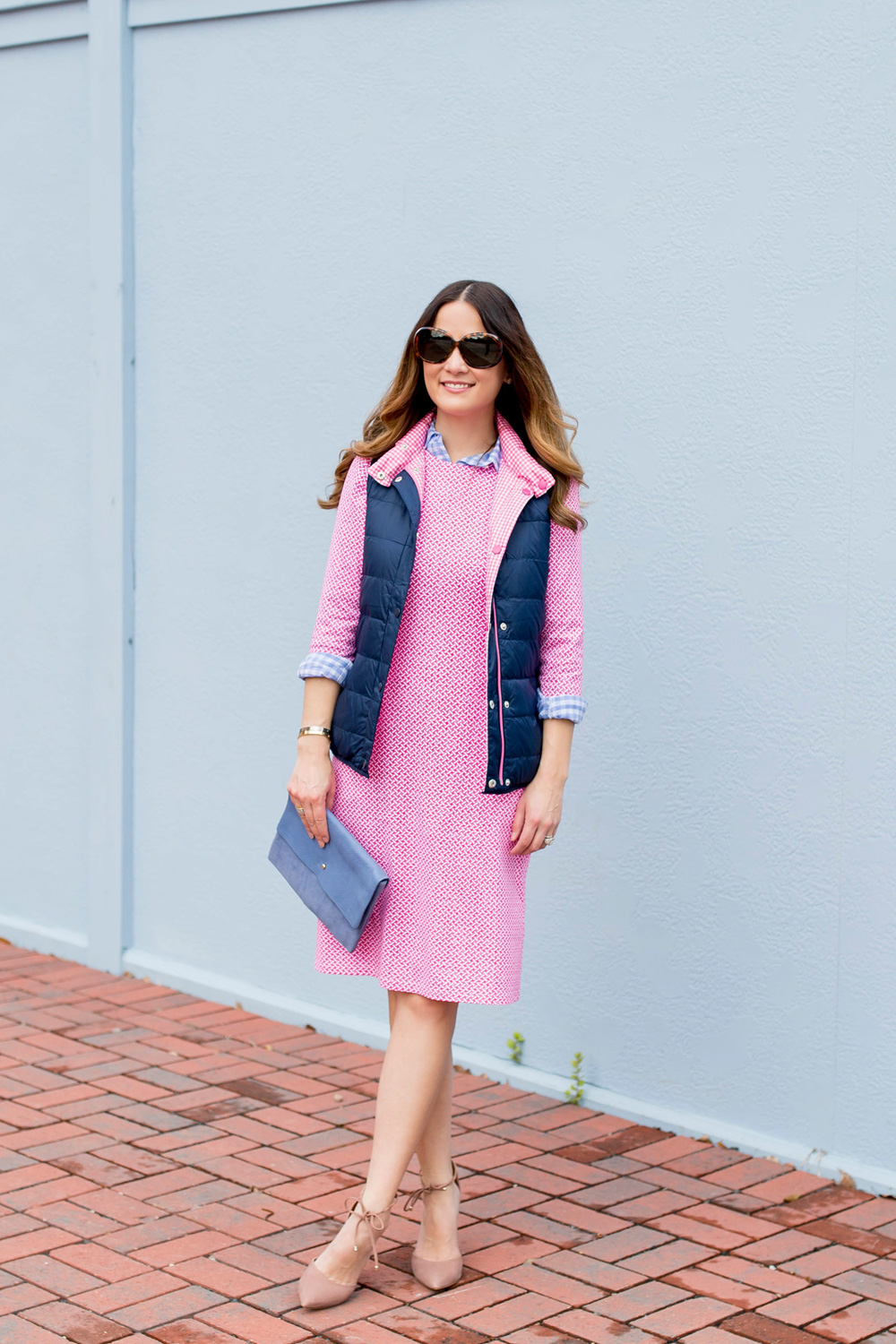 Long Sleeve Pink Shift Dress