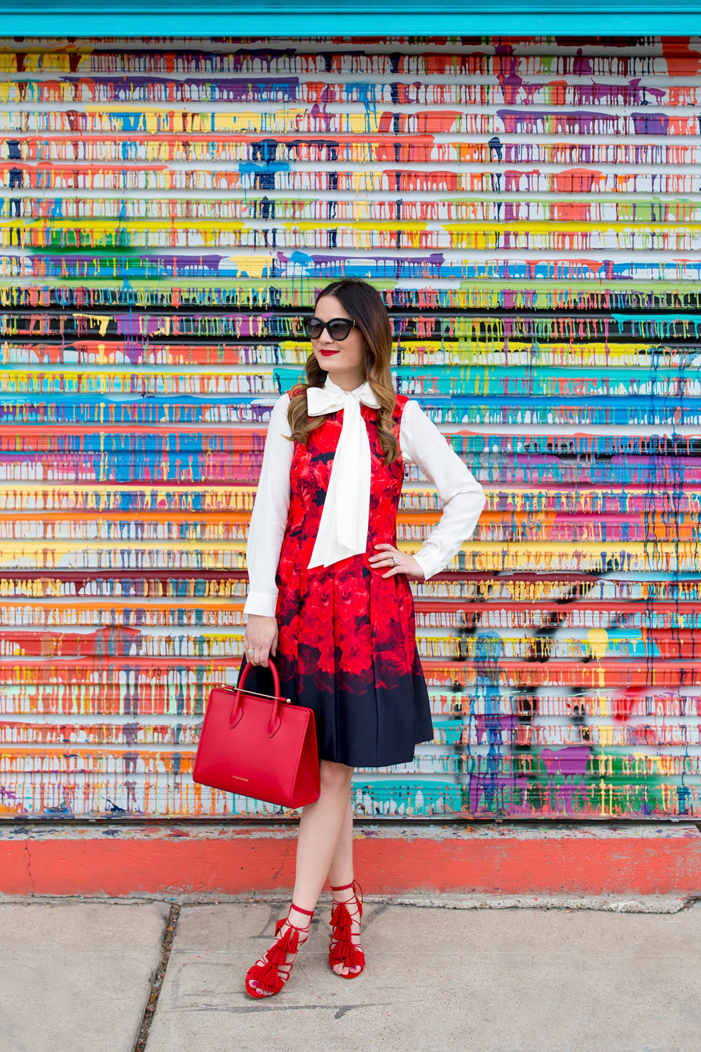 Red Floral Fit Flare Dress