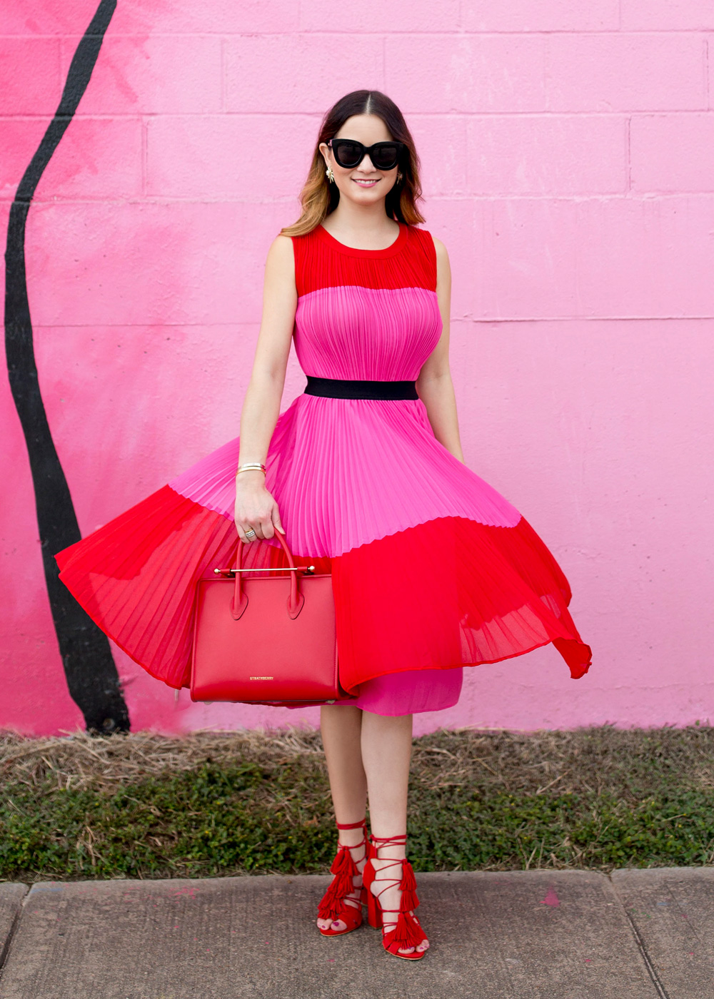 Color Block Pleated Dress