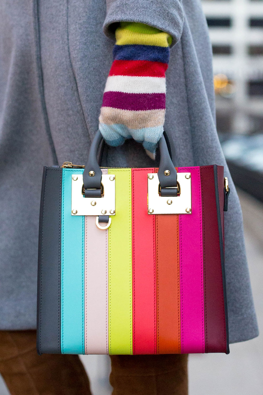 Sophie Hulme Rainbow Stripe Albion Tote Bag
