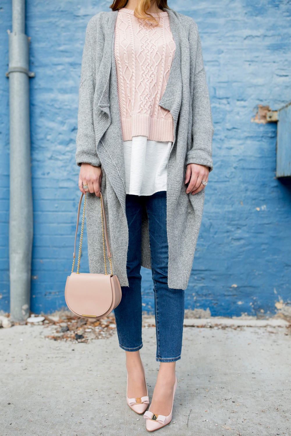 Grey Long Draped Cardigan