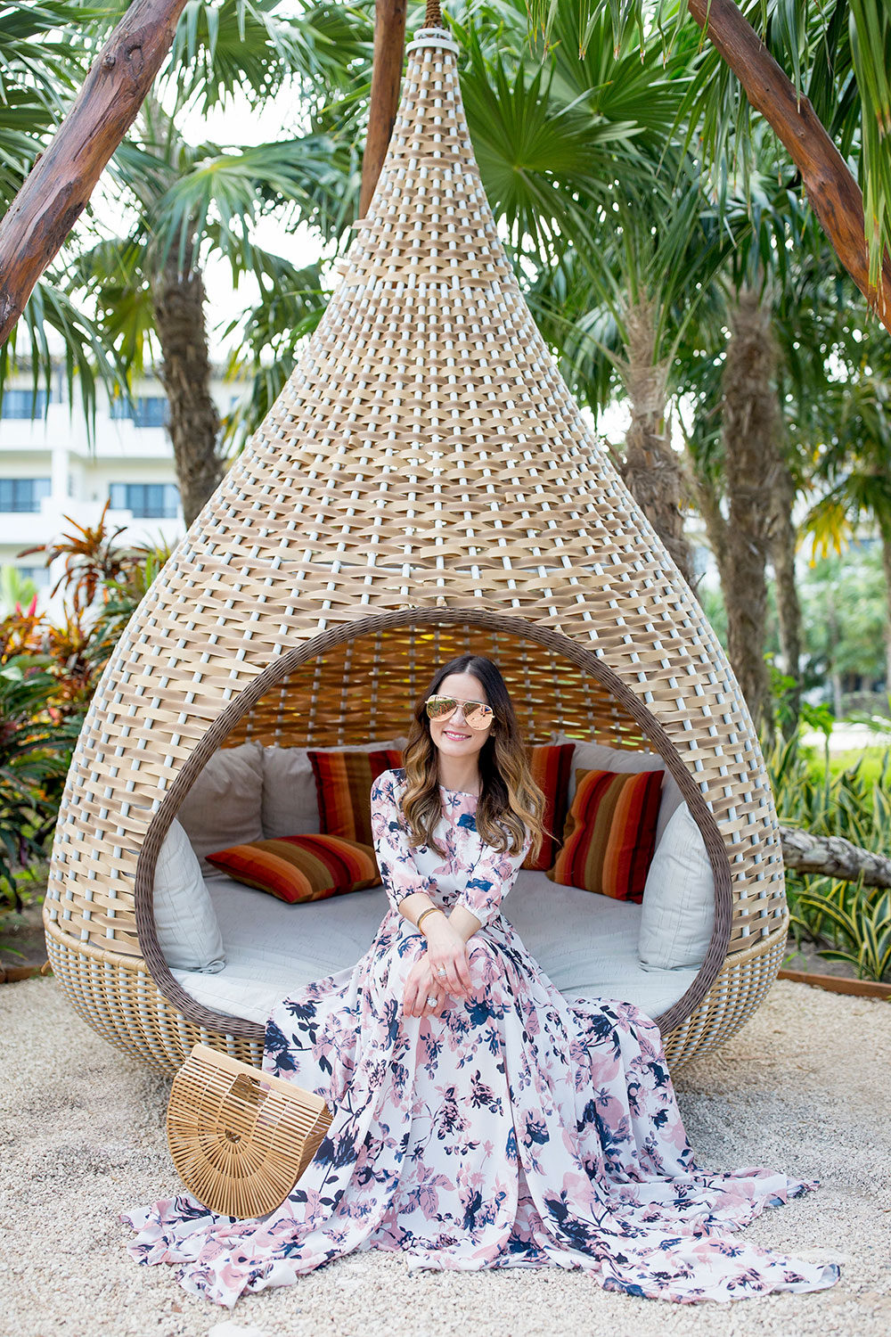 White Blue Floral Maxi Dress