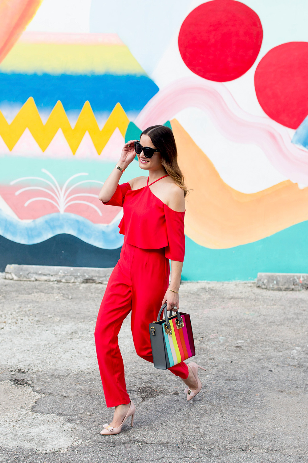 Asos Red Ruffle Jumpsuit