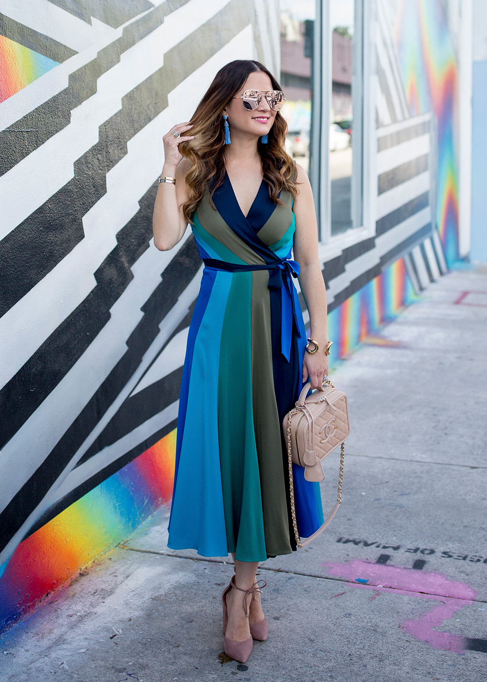 DVF Green Blue Wrap Dress