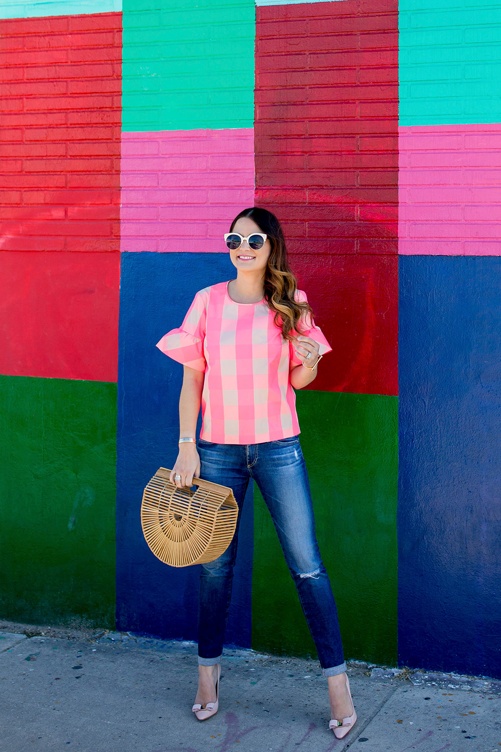 J Crew Pink Plaid Top