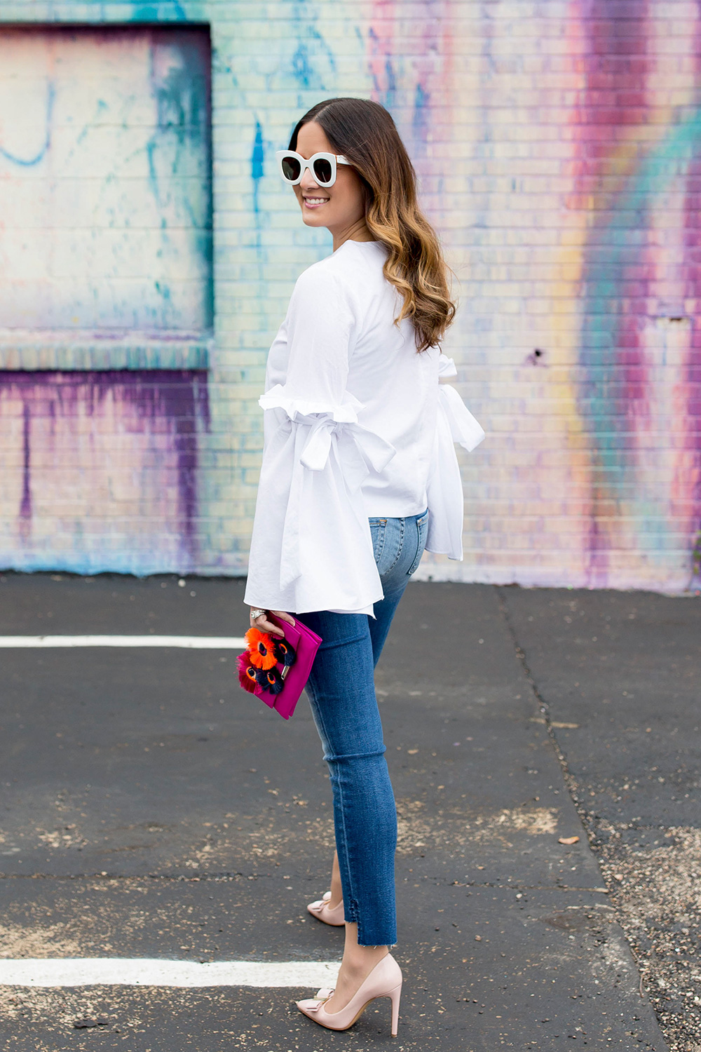 White Statement Sleeve Blouse