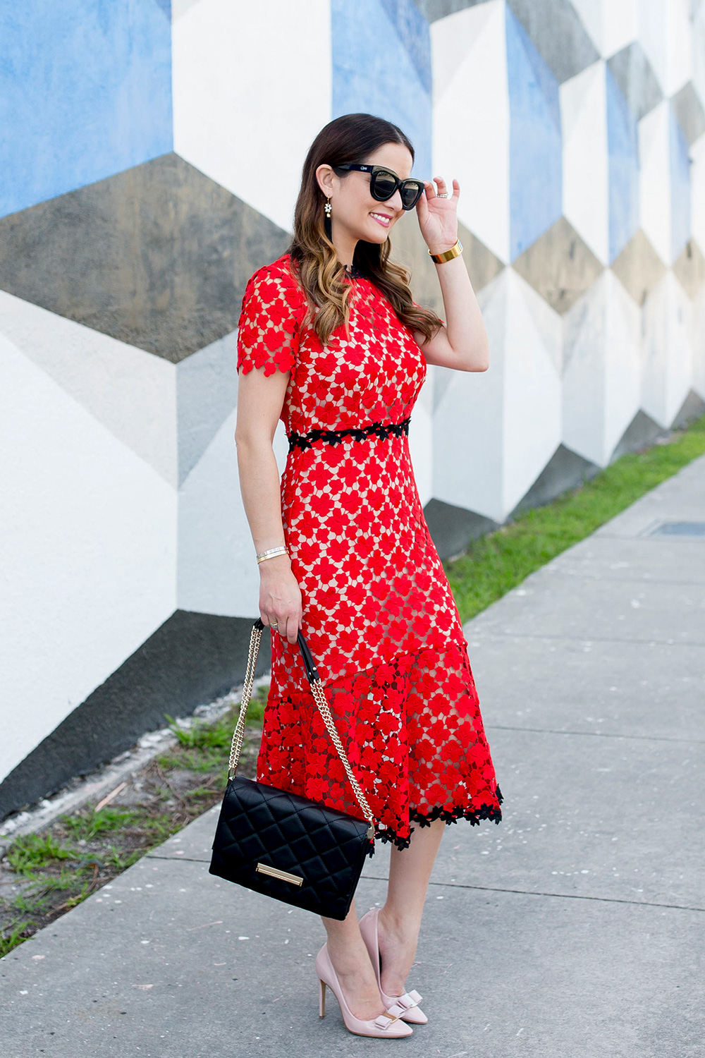 red dresses midi