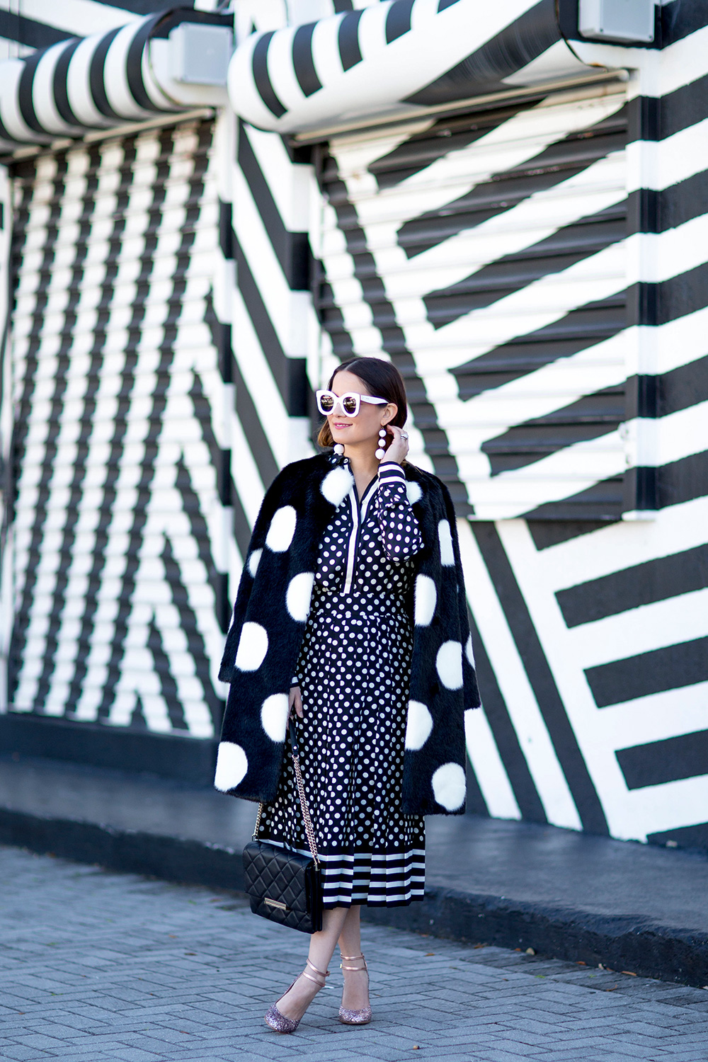 Black White Polka Dot Coat