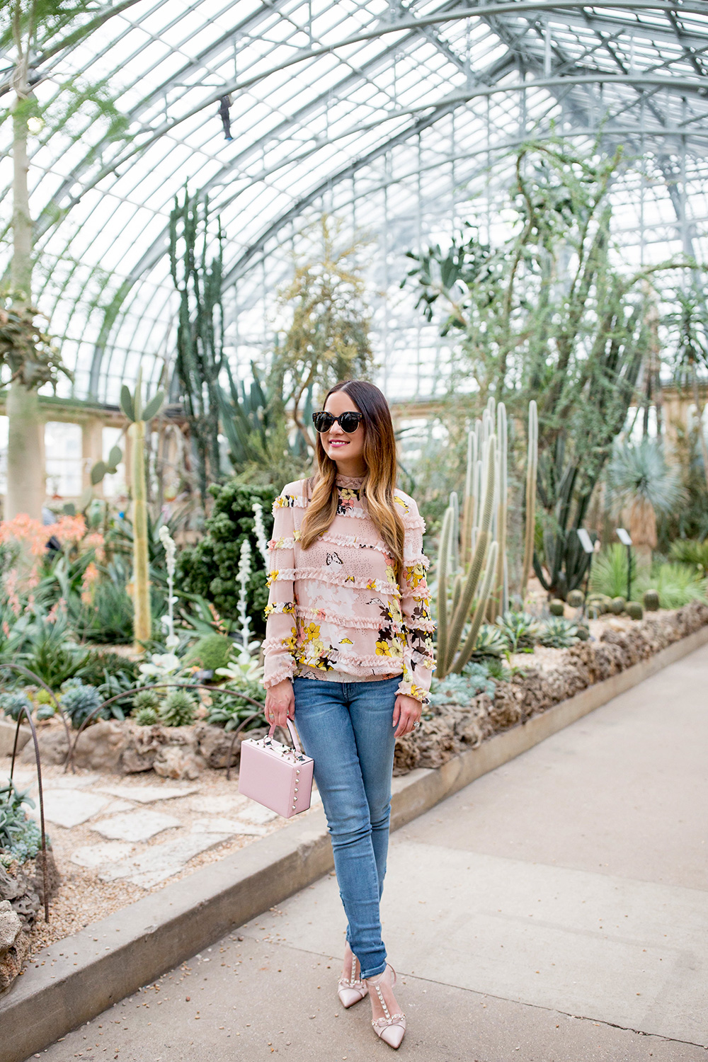 Pink Floral Chiffon Blouse